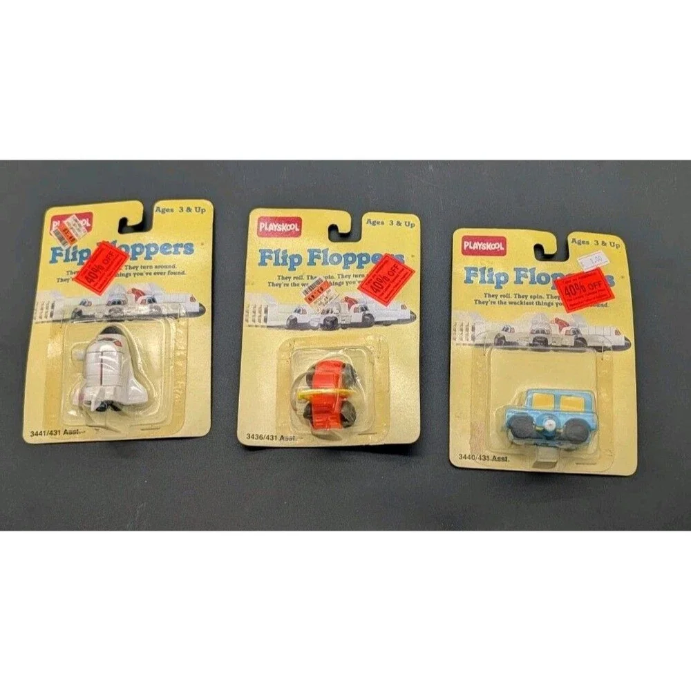 NEW Playskool 1989 Flip Floppers Lot Of 3x / Vehicle & Plane